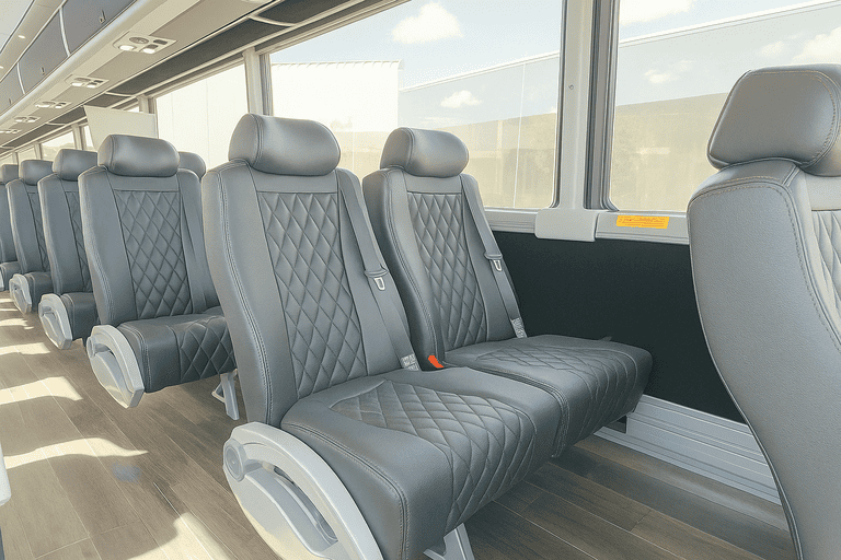 interior of Chicago Coach Bus Service charter bus